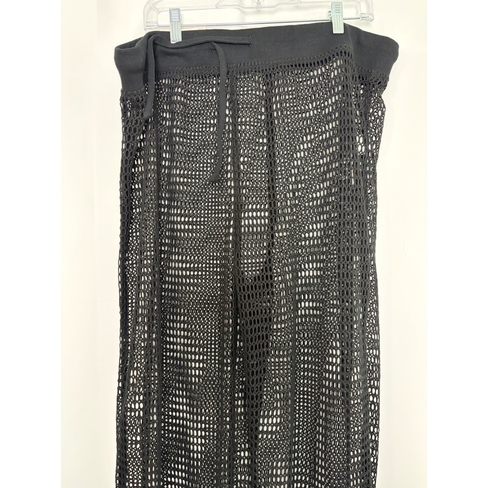 Serra Black Crochet Mesh Beach Pants XL 16-18 Swim Cover Up Wide Leg Resort